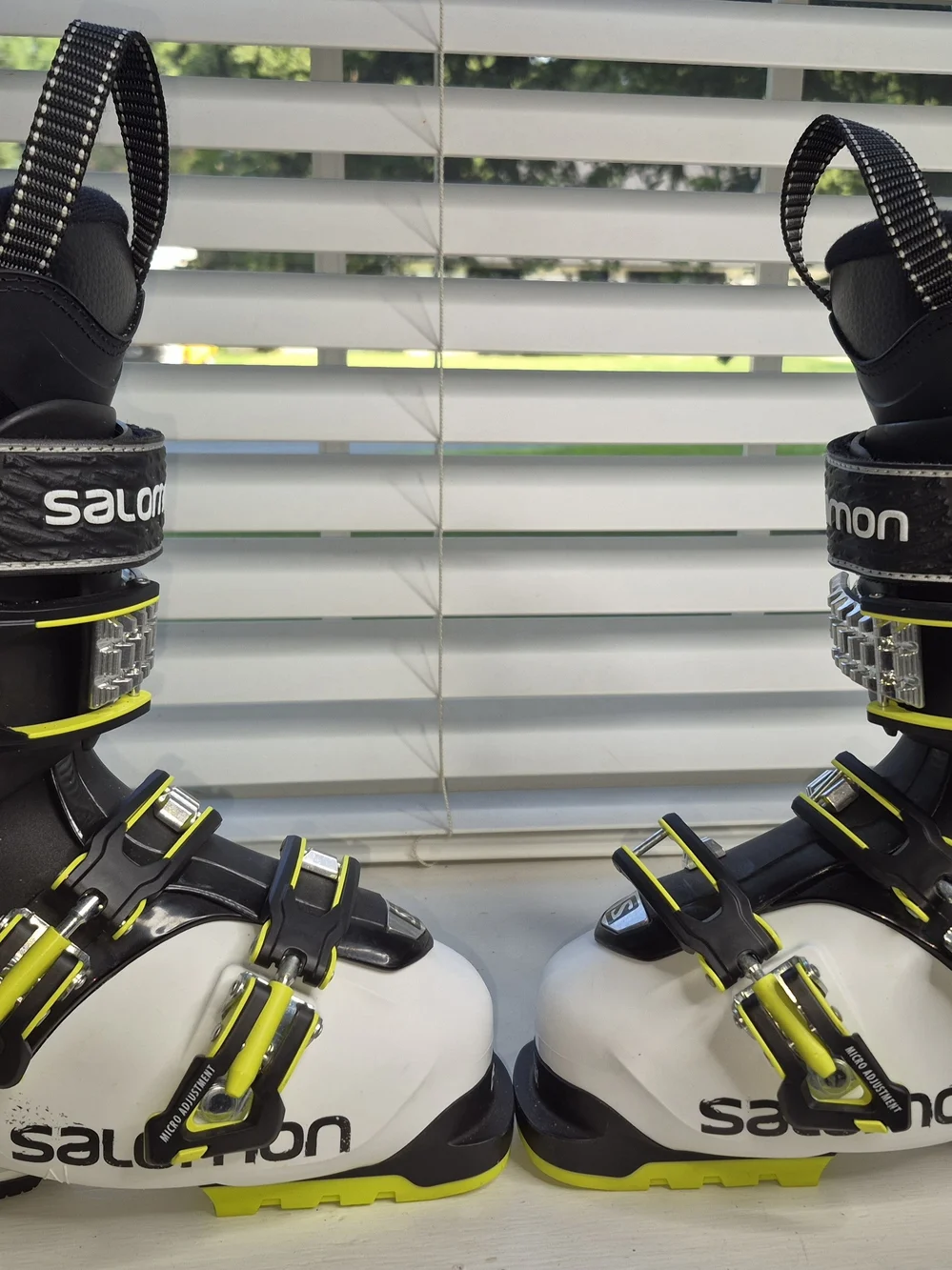Salomon Ski Boots in White with Neon Yellow Accents